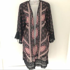 Lace Trimmed Kimono NWT